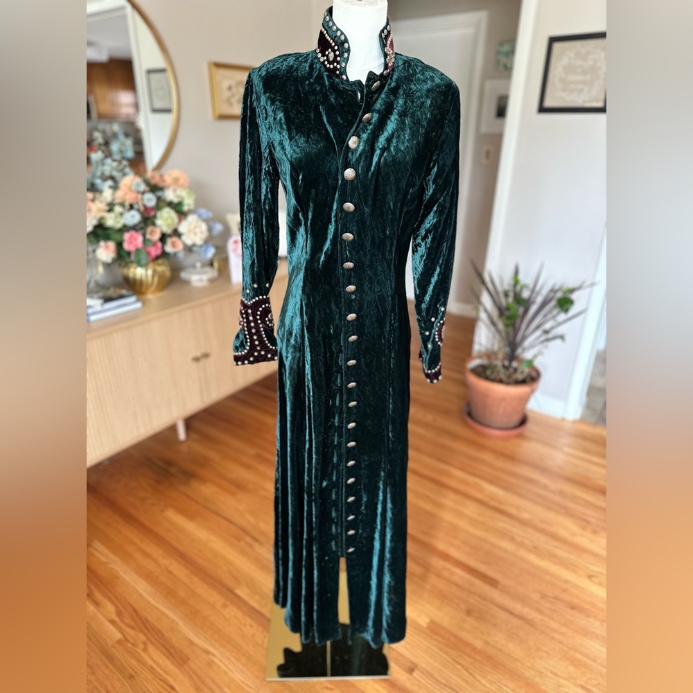 Double D Ranch Velvet Studded Western Duster Coat Small